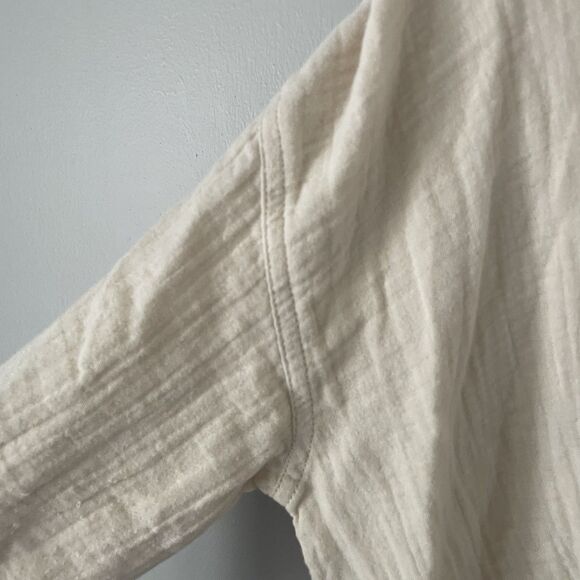 Aerie Size XXS Gauzy Cotton Long Sleeve Button Oversized Tie Front Knot Top NWT - Picture 2 of 7